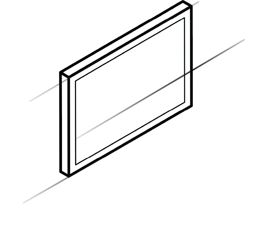 Line drawing of a flat-screen TV